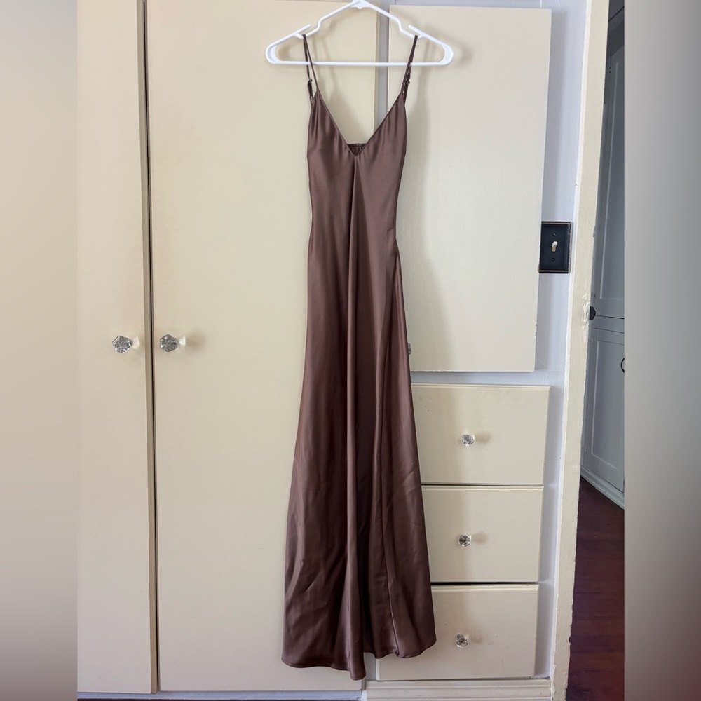 NWT Zara satin brown dress